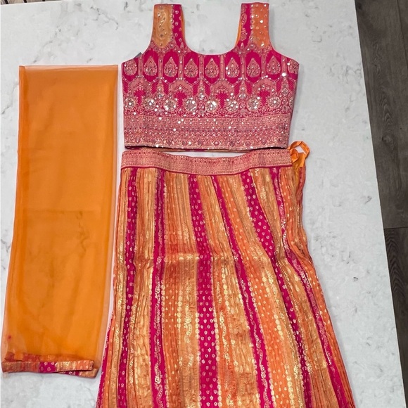 Indian Banarasi Silk Lenga Choli - Picture 1 of 6